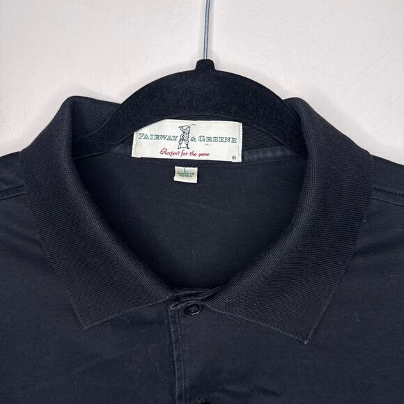 Fairway & Greene Large The Masters Long Sleeve Black Cotton 3-Button Polo Shirt‎ - Picture 3 of 10